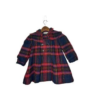 Vintage‎ Rothschild sz 3t red/blue plaid swing wool coat lined usa made